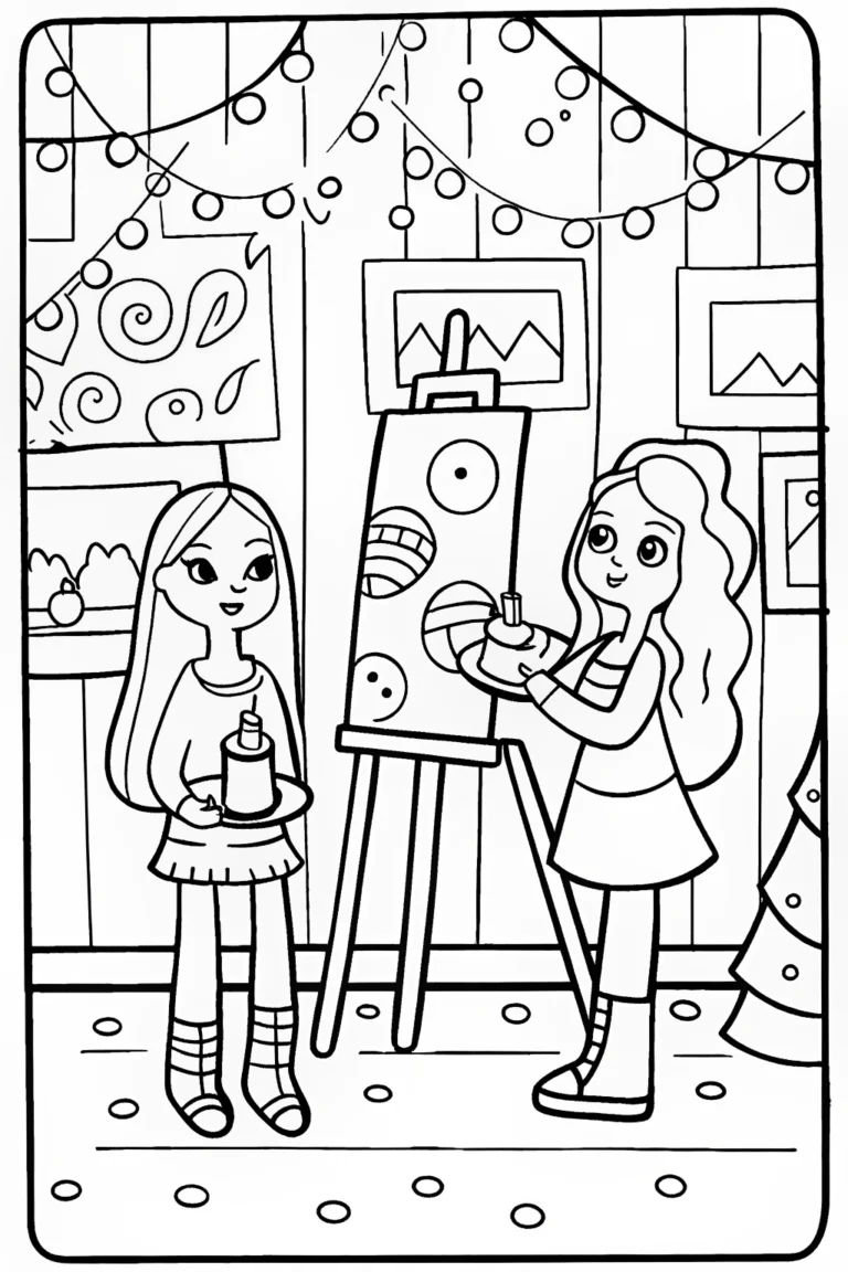 Bratz Dolls in a Magical Art Studio Coloring Page coloring pages