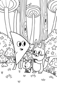 A coloring page of Lightning Bolt Adventure in a Dreamy Forest Coloring Page