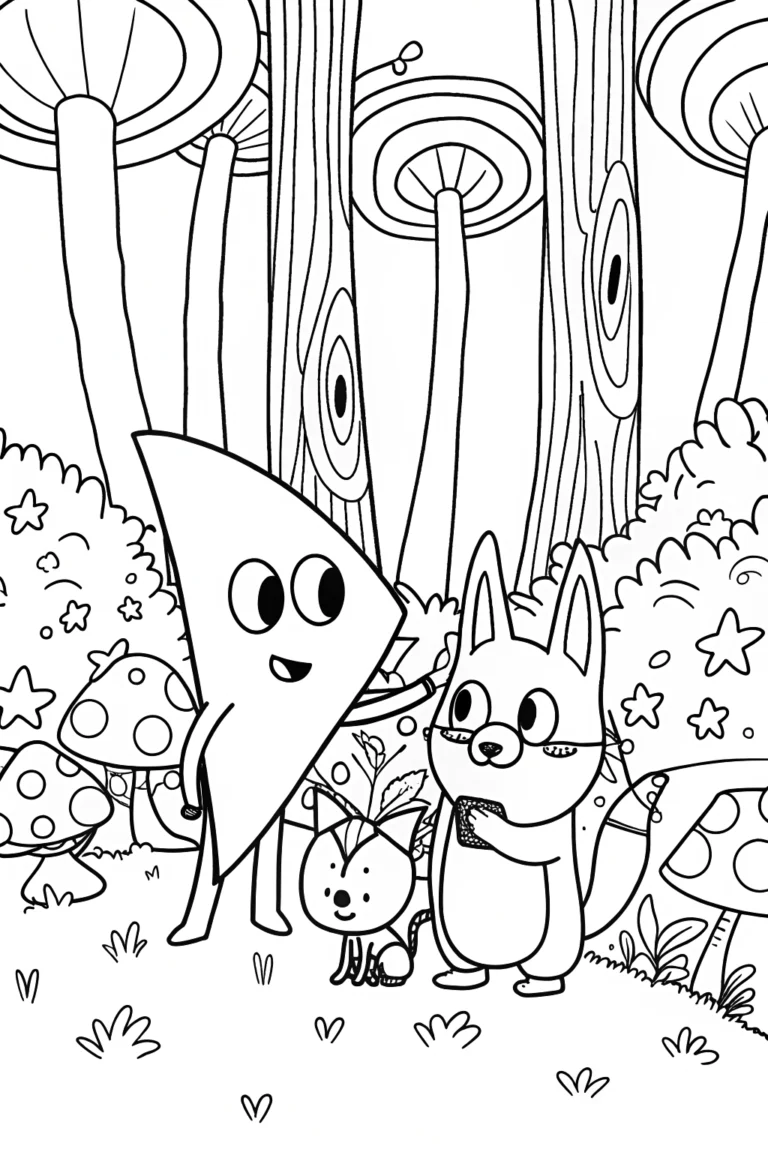 Lightning Bolt Adventure in a Dreamy Forest Coloring Page coloring pages