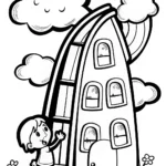 Rainbow Skyscraper Adventure Coloring Page