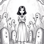 Wednesday Addams in the graveyard
