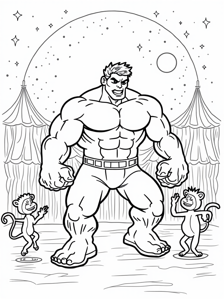 Hulk lifting a giant dumbbell coloring pages