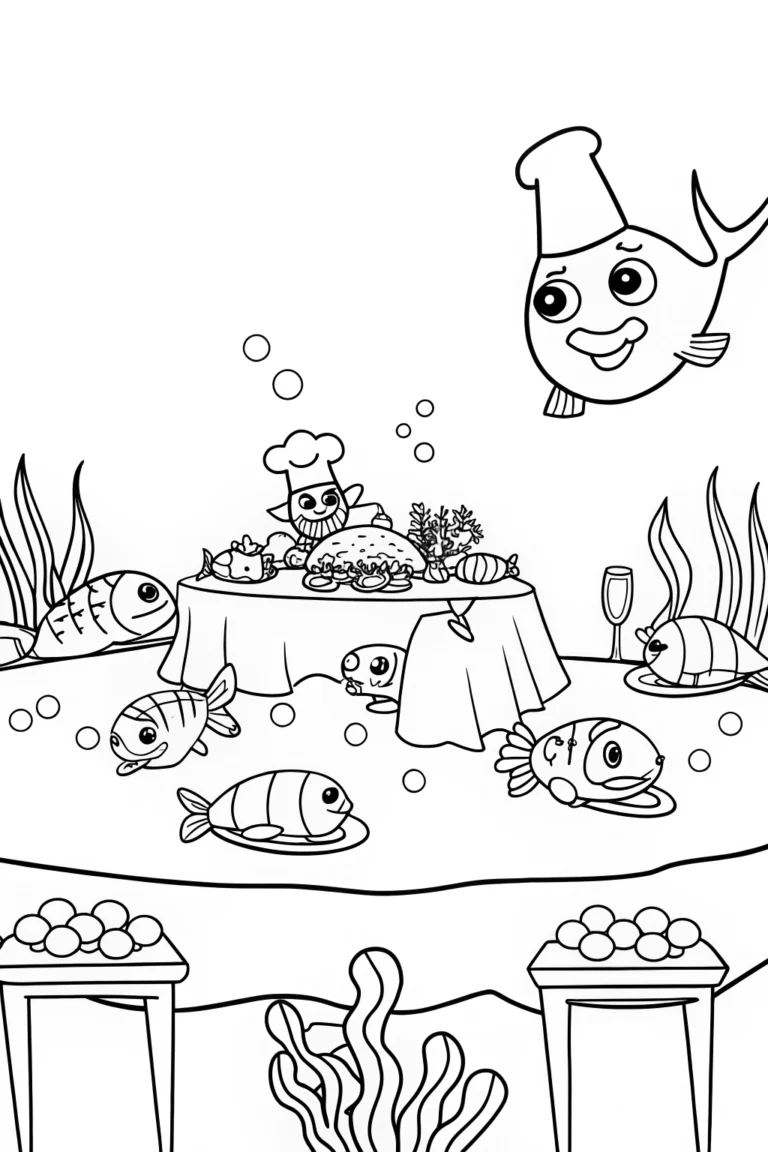Thanksgiving feast under the sea coloring pages