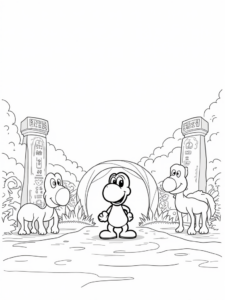 Yoshi in a desert oasis
