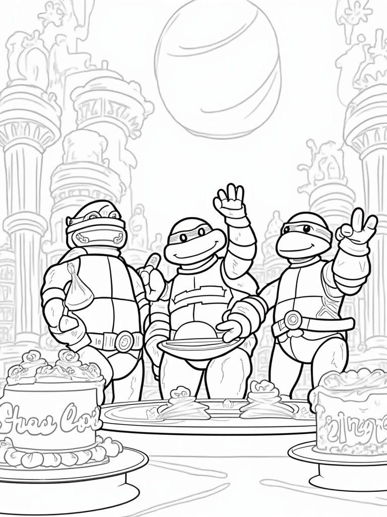 Teenage Mutant Ninja Turtles baking coloring pages