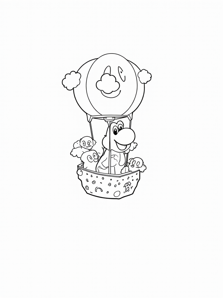 Yoshi in a fruit hot air balloon