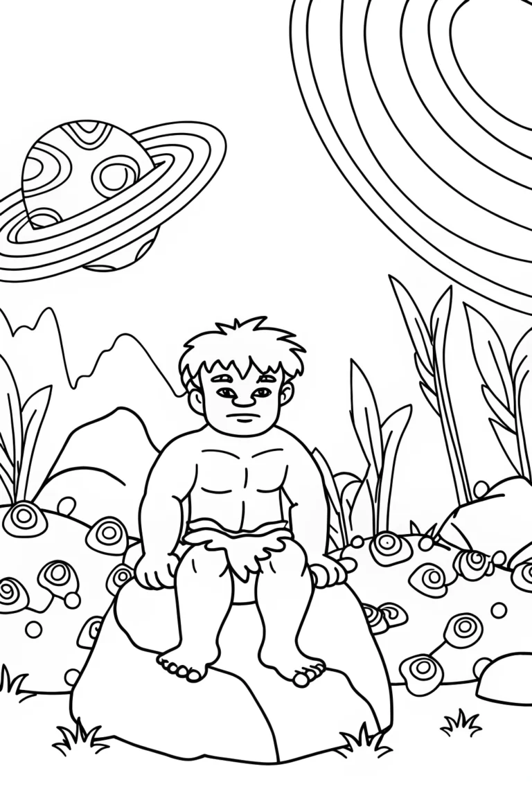 Hulk’s cosmic picnic coloring pages