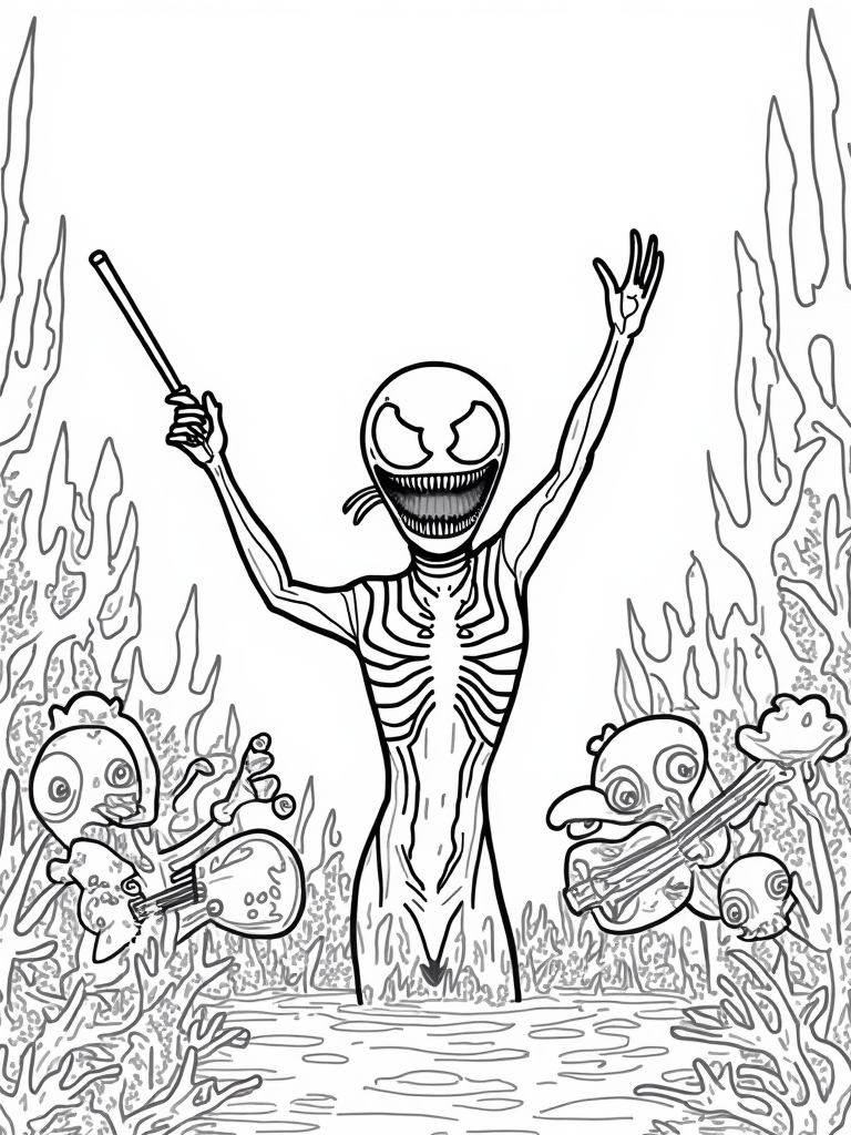 Venom conducts an underwater concert Coloring Page - Free & Printable