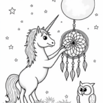 Unicorn crafting a dreamcatcher