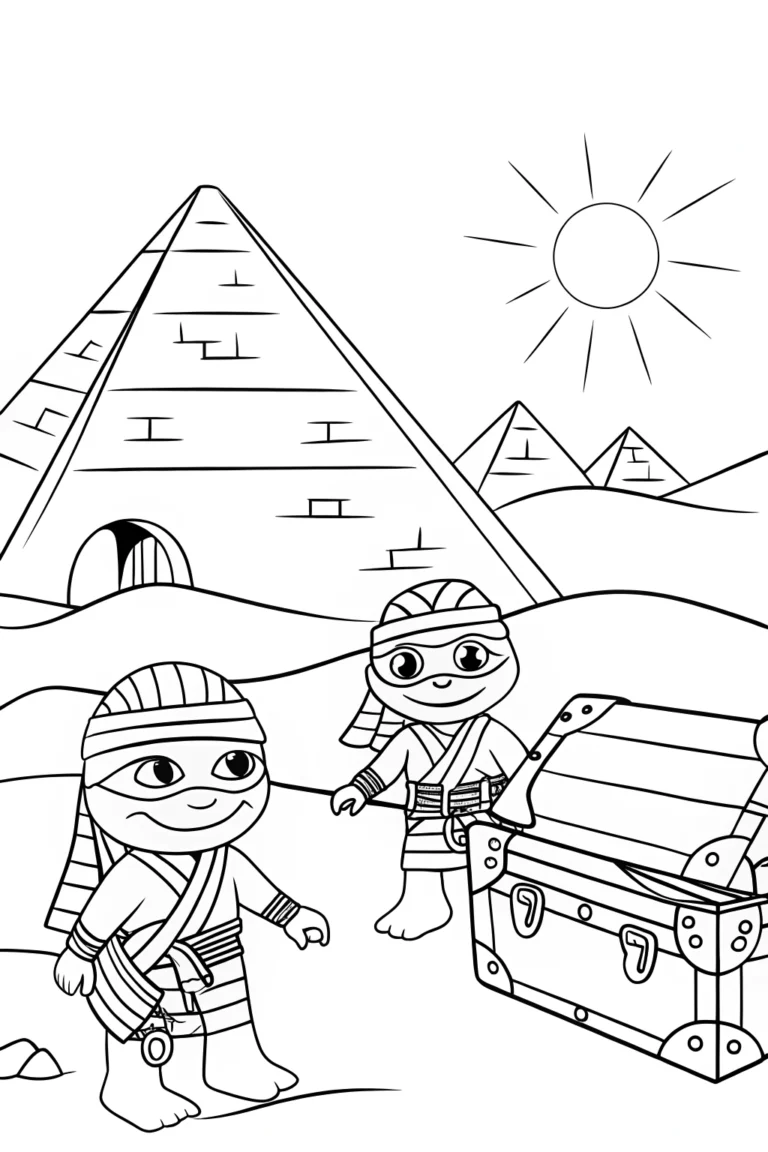 Ninja Turtles in ancient Egypt coloring pages