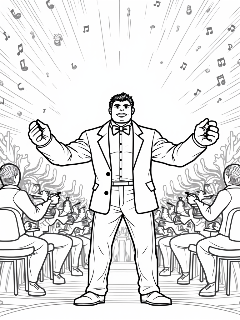 Hulk conducting a cosmic orchestra coloring pages