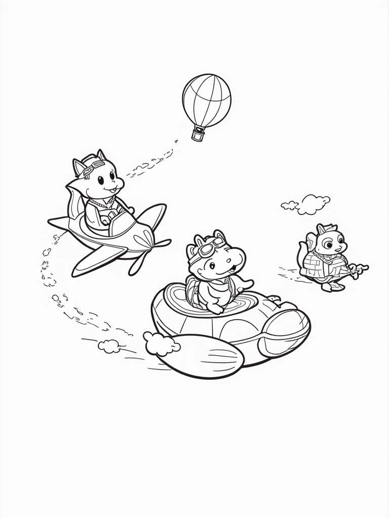Animal pilots in a sky race