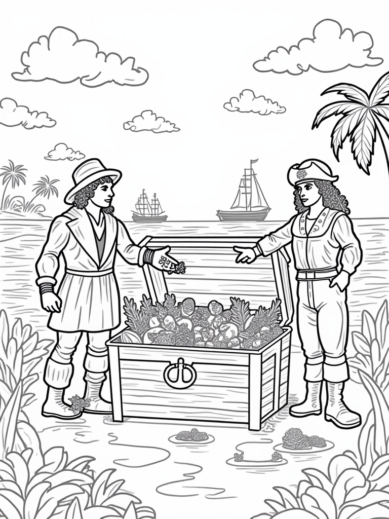 Thanksgiving on Treasure Island coloring pages