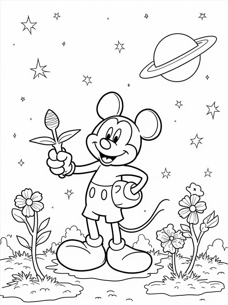 Mickey Mouse in outer space garden