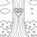 Lovebirds in a heart tree