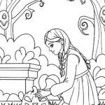 Wednesday Addams in a garden