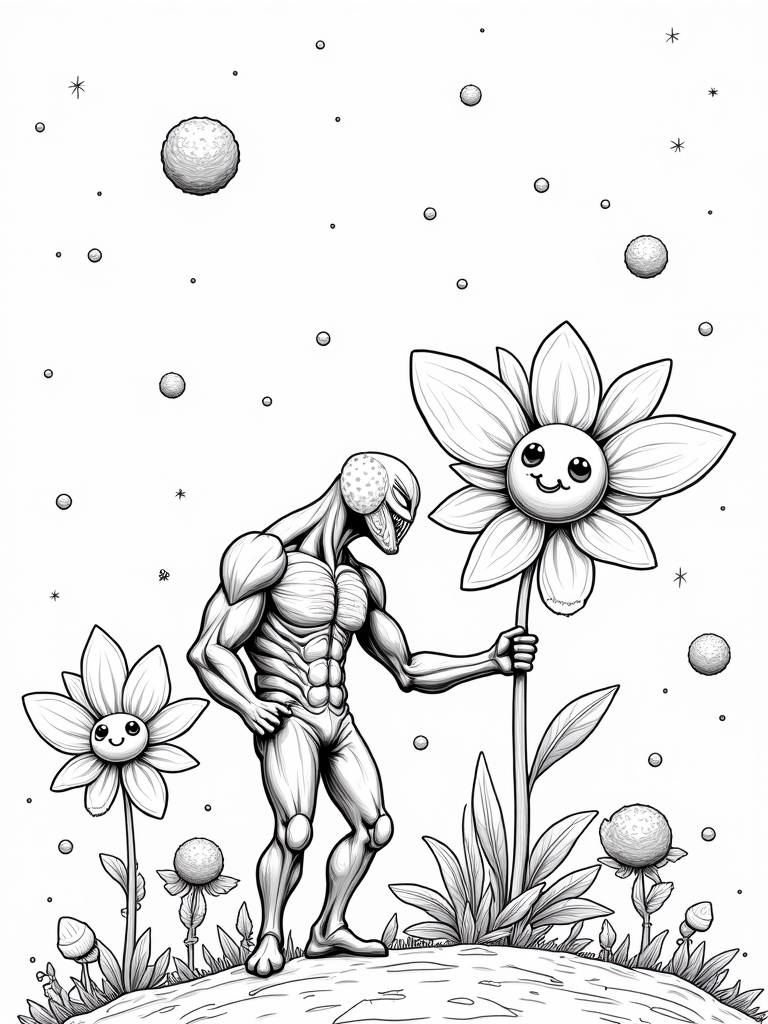Venom gardening on an asteroid coloring pages