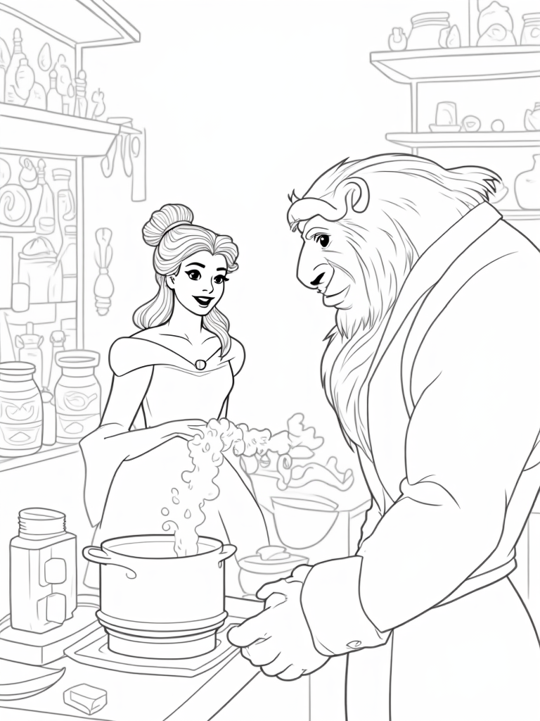 beauty and the beast coloring pages