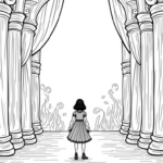 Wednesday Addams in an ancient theater