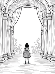 Wednesday Addams in an ancient theater