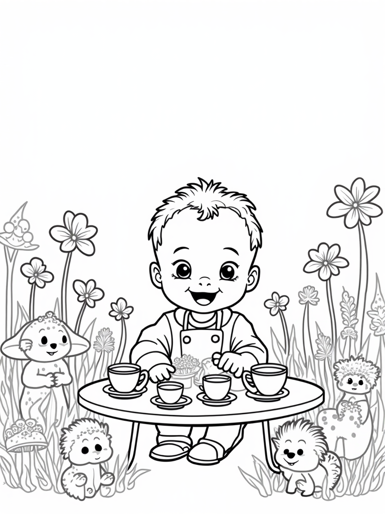 Baby’s enchanted garden tea party