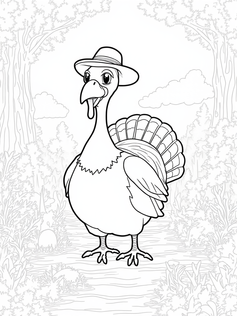 Turkey on a treasure hunt coloring pages