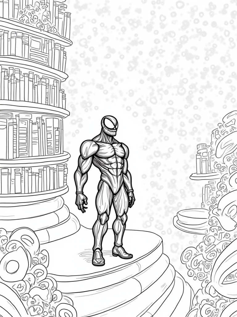 Venom as a cosmic librarian coloring pages