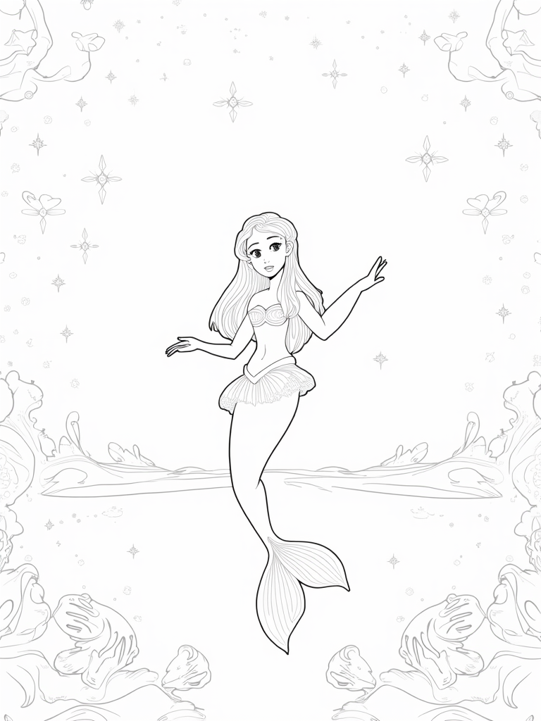 Little Mermaid cosmic dance coloring pages