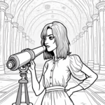 Wednesday Addams in an observatory