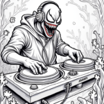 Venom as a DJ in the forest