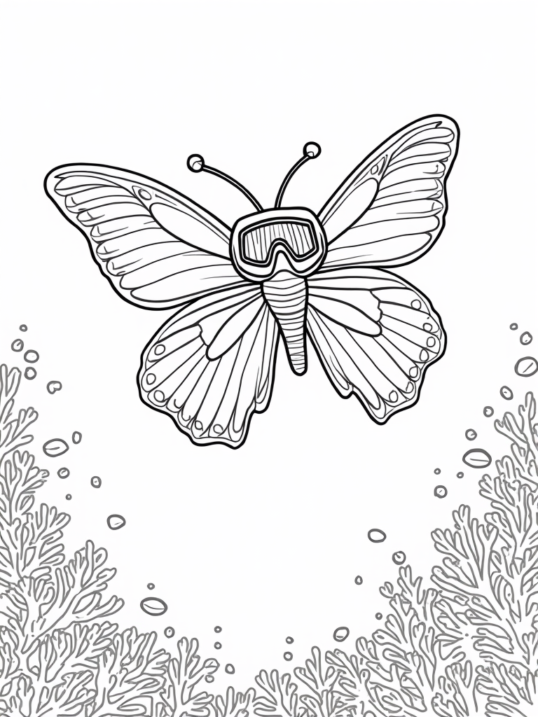 Butterfly diving under the sea