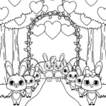Rabbits in a heart parade
