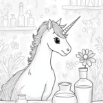 Unicorn exploring a magical lab