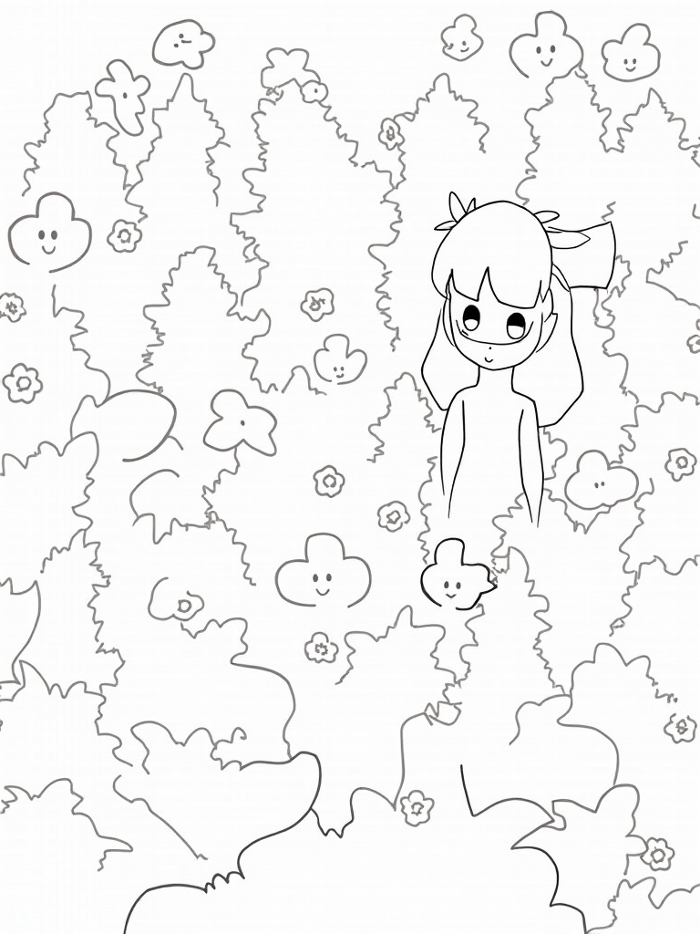 Kuromi in the garden maze