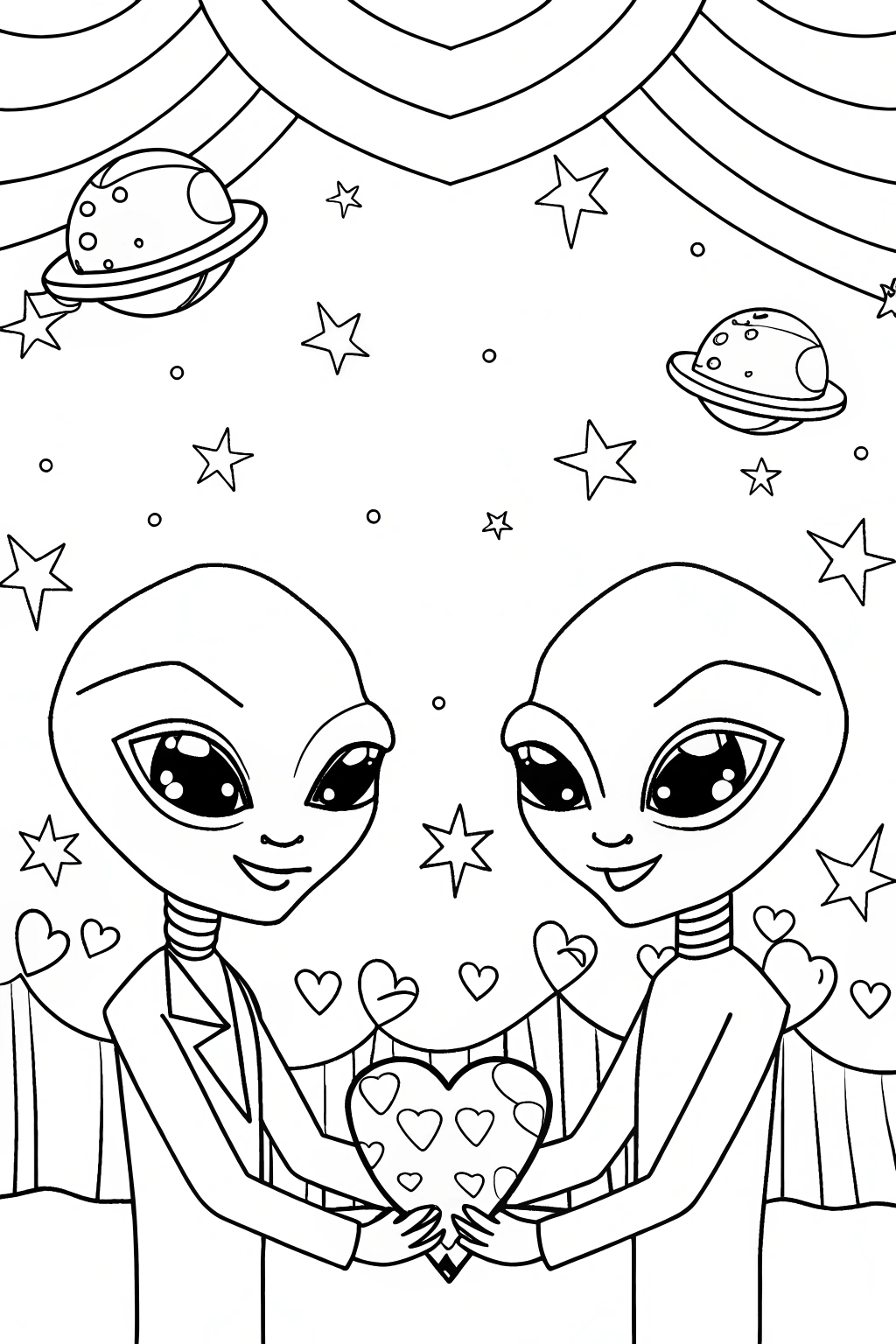 Aliens exchanging heart crystals