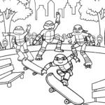 Teenage Mutant Ninja Turtles skateboarding