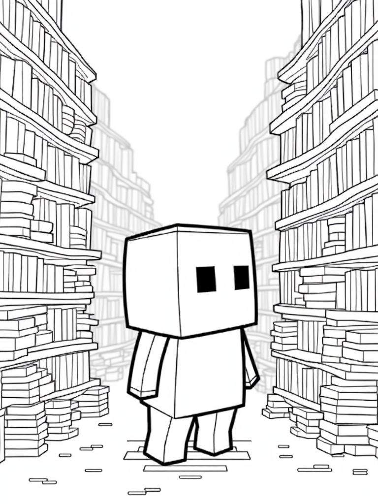 Creeper exploring a magical library