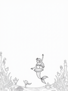 A coloring page of Little mermaid’s ocean ballet