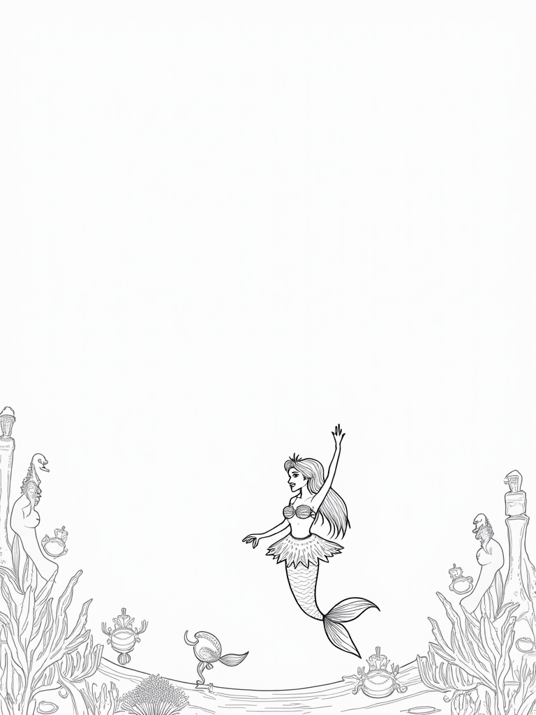 Little mermaid’s ocean ballet coloring pages
