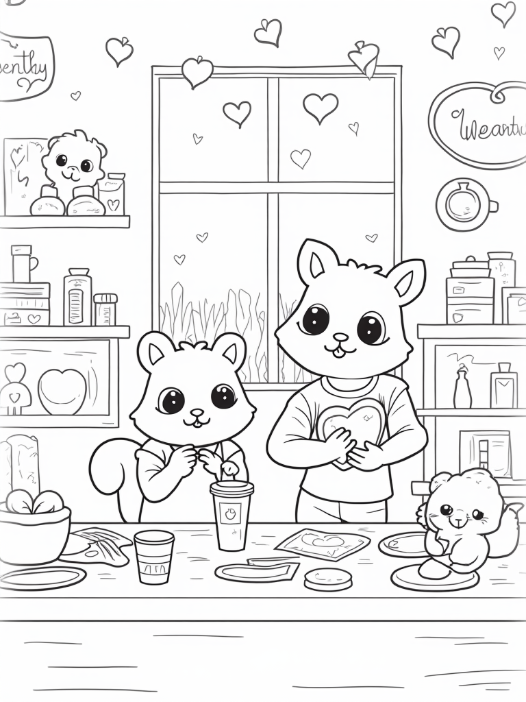 Animal friends crafting hearts