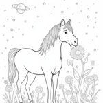 Unicorn exploring a cosmic garden