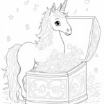 Unicorn exploring a music box