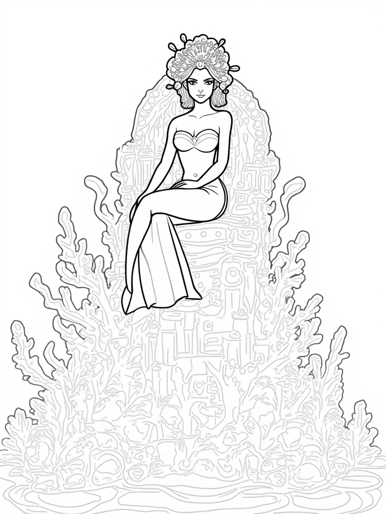Mermaid guardian of the coral city coloring pages