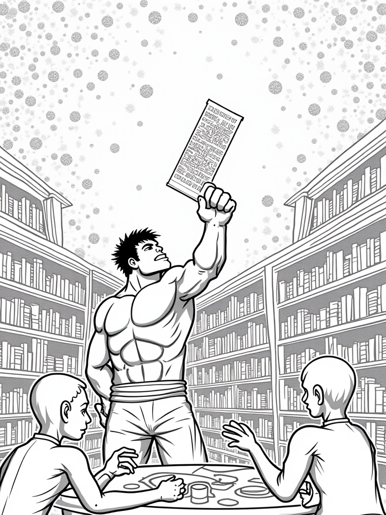 Hulk exploring a cosmic library coloring pages
