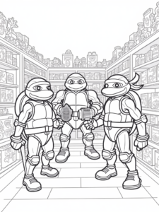 TMNT undercover agents in a toy store