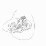 Mermaid time traveler in a clam