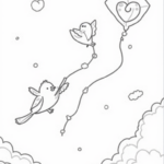 Lovebirds flying heart kites