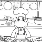 Yoshi cooking in a giant kitchen