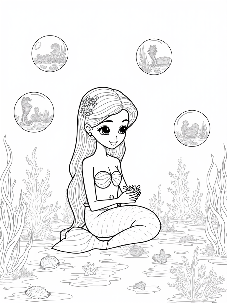 Mermaid sculpting in a bubble workshop coloring pages