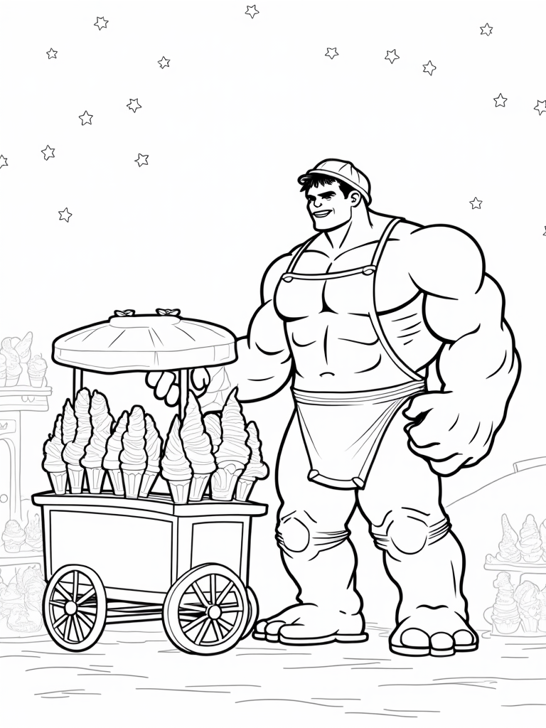 Hulk as a cosmic ice cream vendor coloring pages